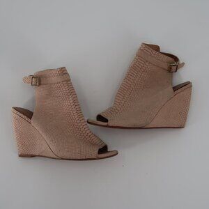 Joie Beige Snake Print Wedges Ankle Strap Open Toe EU 39.5=9.5